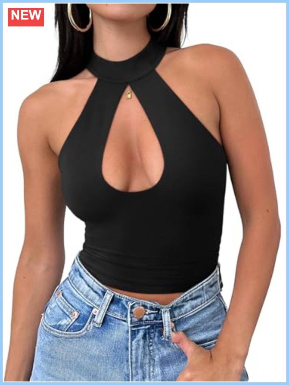 Women's Y2K Halter Crop Top, Cut Out Tank, Going Out Club Wear